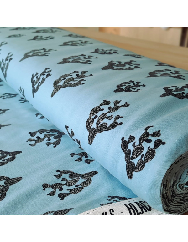 Cranberry, French Terry de coton biologique Cactus Bleu, Sterling blue Black Cactus Bloome Copenhagen