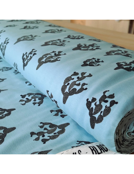 Cranberry, French Terry de coton biologique Cactus Bleu, Sterling blue Black Cactus Bloome Copenhagen