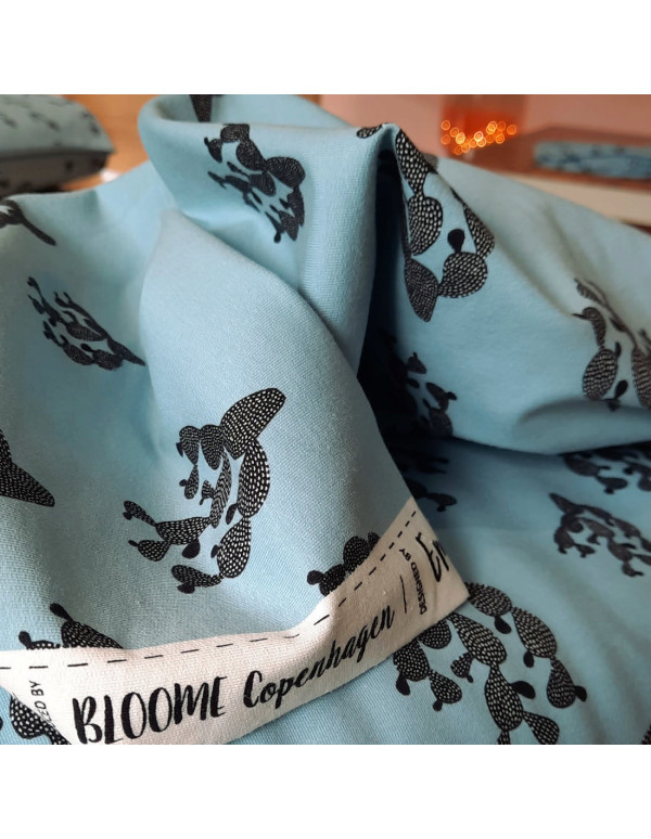 Cranberry, French Terry de coton biologique Cactus Bleu, Sterling blue Black Cactus Bloome Copenhagen