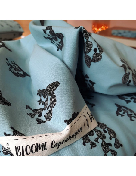 Cranberry, French Terry de coton biologique Cactus Bleu, Sterling blue Black Cactus Bloome Copenhagen