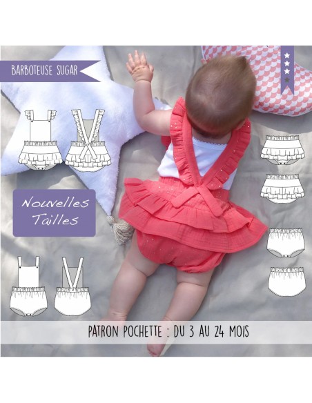 Cranberry, Patron Bébé Mixte, Barboteuse et Culotte Sugar (du 3 au 24 mois), Super Bison