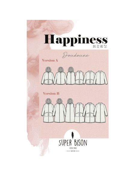 Cranberry, Patron femme Manteau Doudoune Happiness Super Bison du 32 au 52