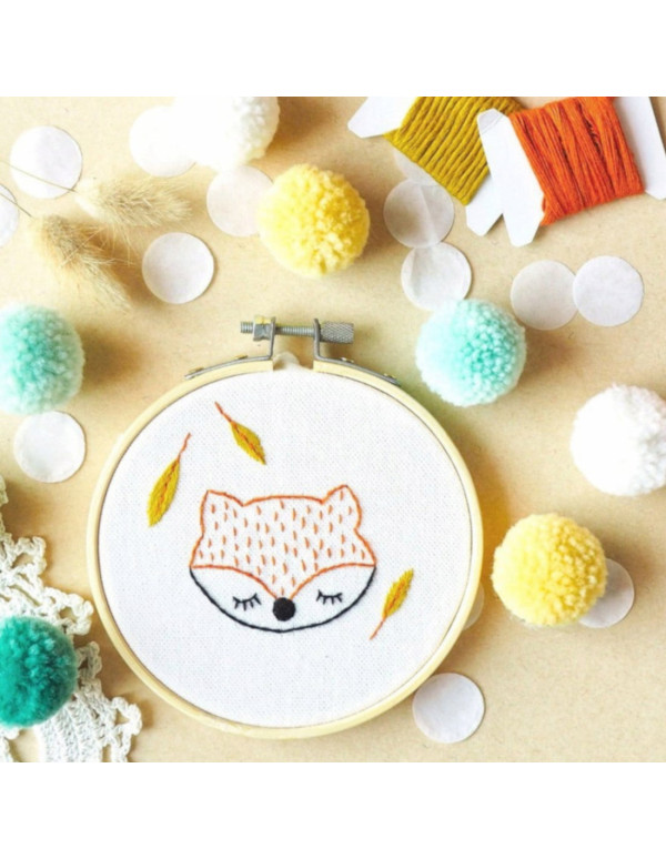 Cranberry, Kit broderie avec tambour Joli renard Les French kits