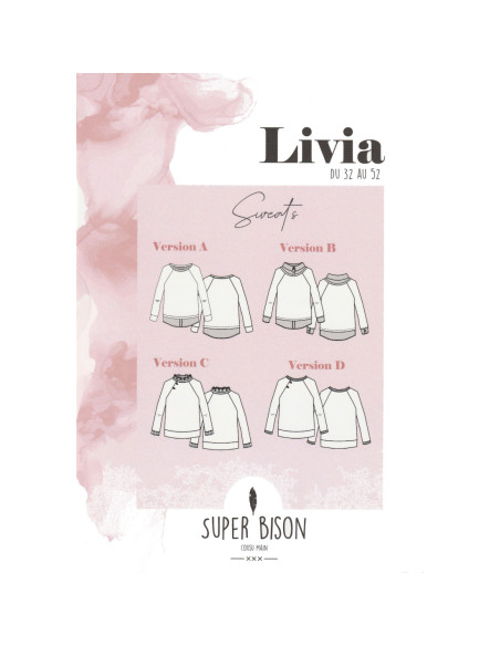 Cranberry, Patron Femme Sweat Livia du 32 au 52 Super Bison