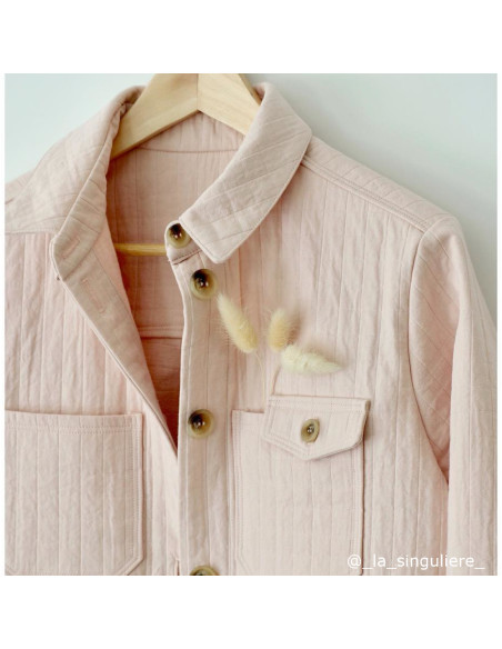 La Singuliere, Coton matelasse couleur rose clair, France Duval Stalla