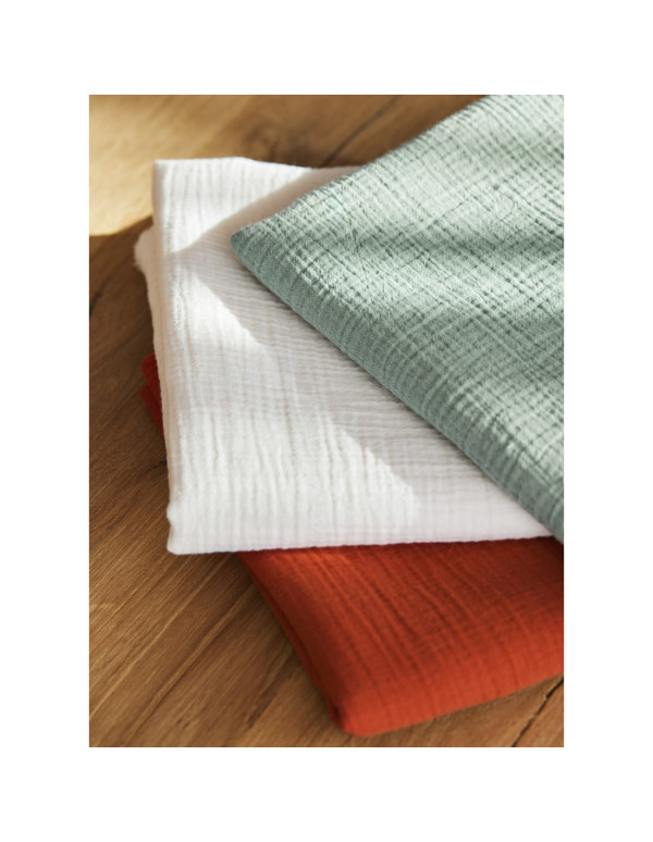 Cranberry, Double gaze de coton biologique Vert d'eau, Organic Crinkle Double Gauze, Mind the maker