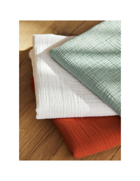 Cranberry, Double gaze de coton biologique Vert d'eau, Organic Crinkle Double Gauze, Mind the maker