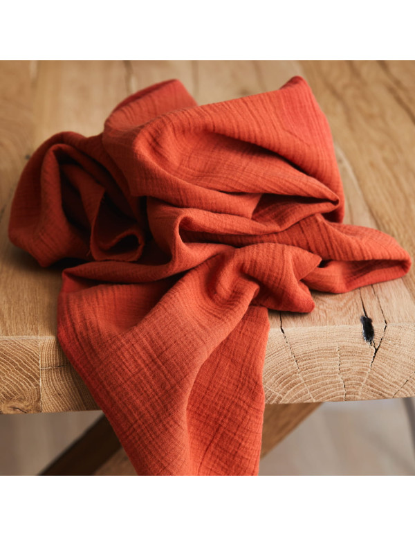 Cranberry, Double gaze de coton biologique Citrouille , Organic Crinkle Double Gauze Pumpkin, Mind the maker