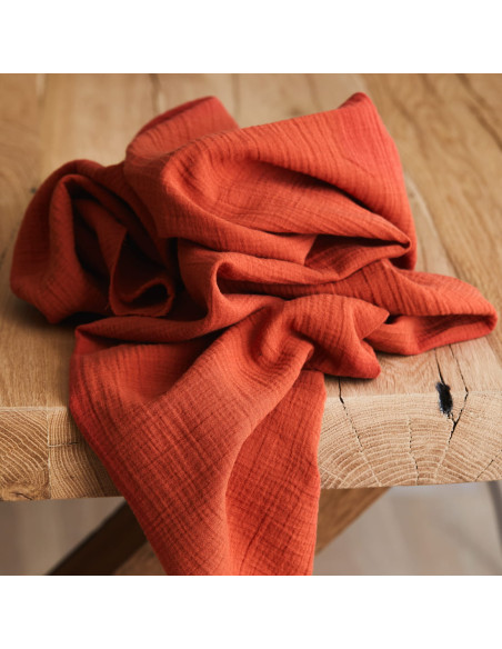 Cranberry, Double gaze de coton biologique Citrouille , Organic Crinkle Double Gauze Pumpkin, Mind the maker