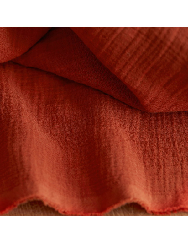 Cranberry, Double gaze de coton biologique Citrouille , Organic Crinkle Double Gauze Pumpkin, Mind the maker