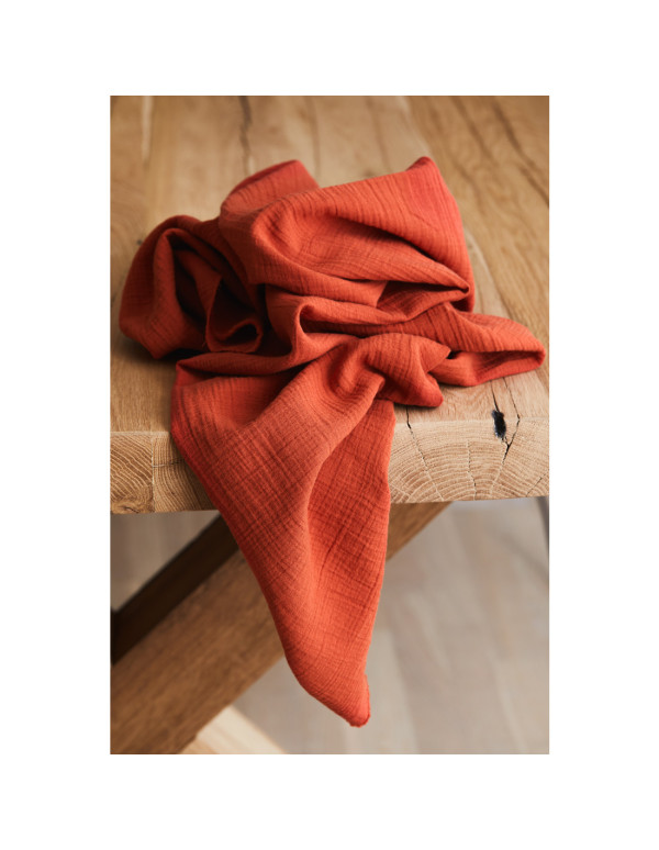 Cranberry, Double gaze de coton biologique Citrouille , Organic Crinkle Double Gauze Pumpkin, Mind the maker