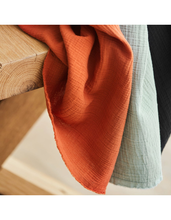 Cranberry, Double gaze de coton biologique, Organic Crinkle Double Gauze, Mind the maker