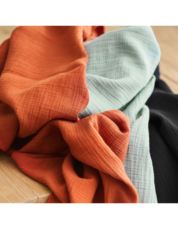 Cranberry, Double gaze de coton biologique, Organic Crinkle Double Gauze, Mind the maker